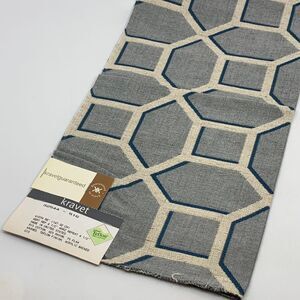 Kravet Blue/Cream Geometric Cotton Blend Heavy Duty Fabric Sample/Remnant Crafts